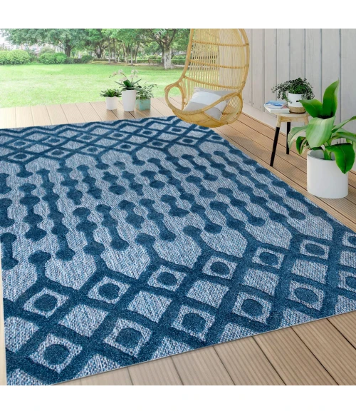 Peralta Moroccan Diamond Navy 3 ft. x 5 ft. Indoor/Outdoor Area Rug