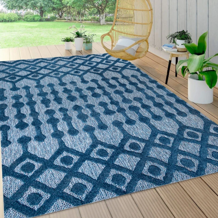Peralta Moroccan Diamond Navy 8 ft. x 10 ft. Indoor/Outdoor Area Rug