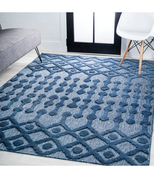 Peralta Moroccan Diamond Navy 3 ft. x 5 ft. Indoor/Outdoor Area Rug