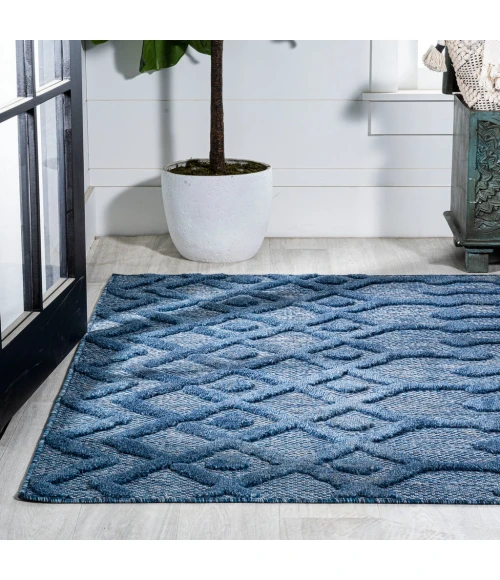 Peralta Moroccan Diamond Navy 3 ft. x 5 ft. Indoor/Outdoor Area Rug