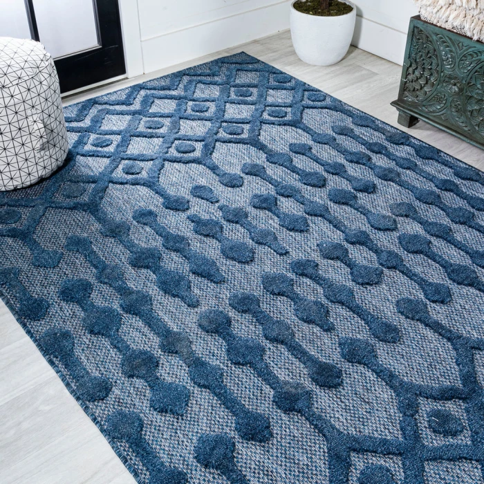 Peralta Moroccan Diamond Navy 8 ft. x 10 ft. Indoor/Outdoor Area Rug