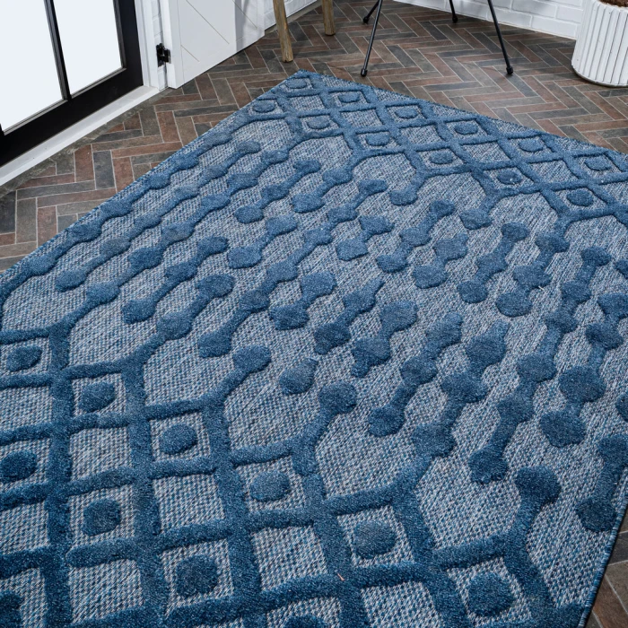 Peralta Moroccan Diamond Navy 8 ft. x 10 ft. Indoor/Outdoor Area Rug