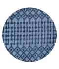 Peralta Moroccan Diamond Navy 5' Round Indoor/Outdoor Area Rug