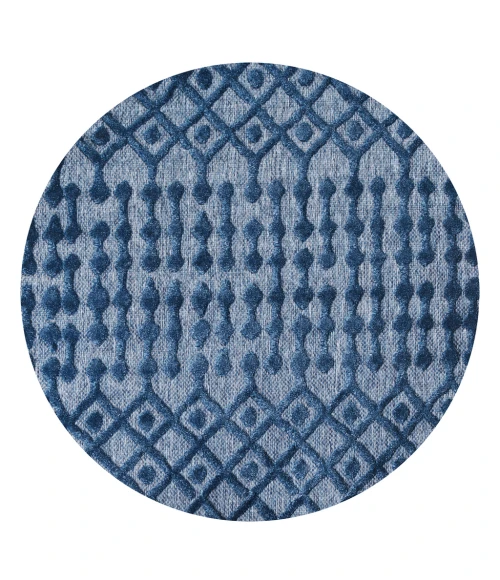 Peralta Moroccan Diamond Navy 5' Round Indoor/Outdoor Area Rug