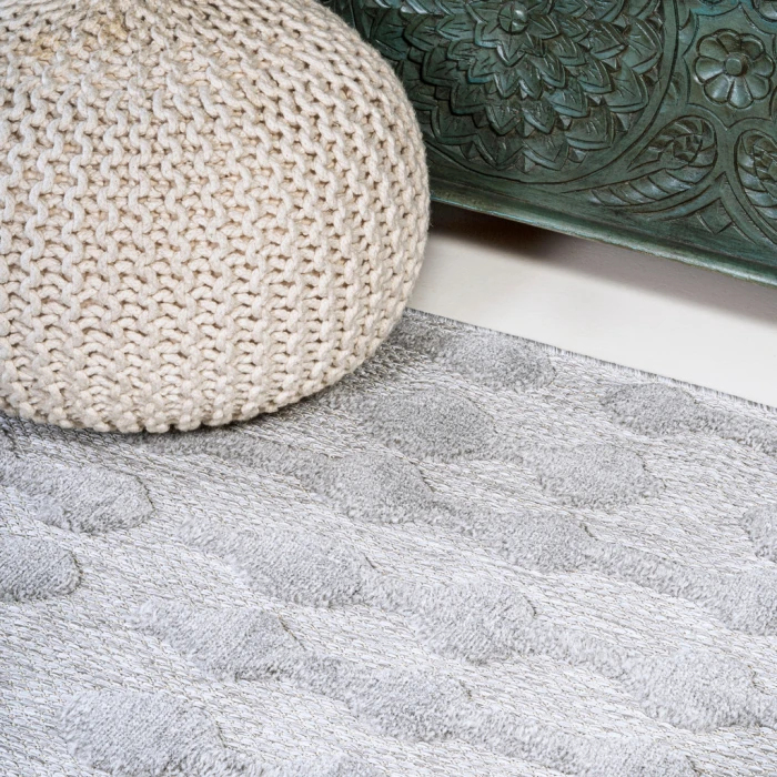 Peralta Moroccan Diamond Light Gray 5' Square Indoor/Outdoor Area Rug