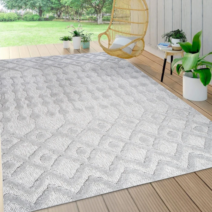 Peralta Moroccan Diamond Light Gray 8 ft. x 10 ft. Indoor/Outdoor Area Rug