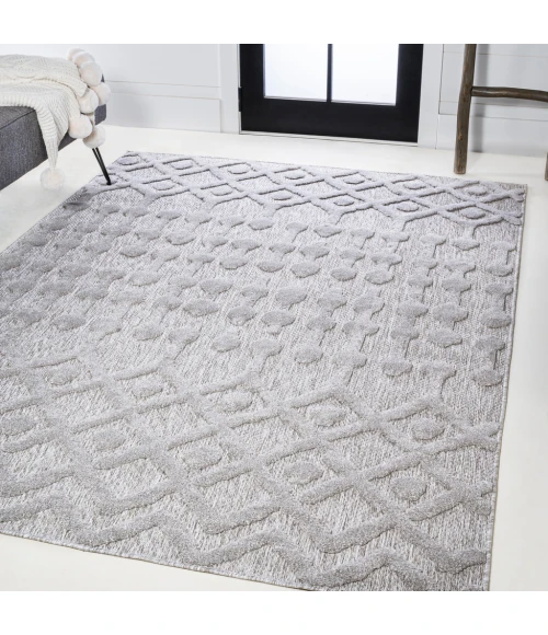 Peralta Moroccan Diamond Light Gray 3 ft. x 5 ft. Indoor/Outdoor Area Rug