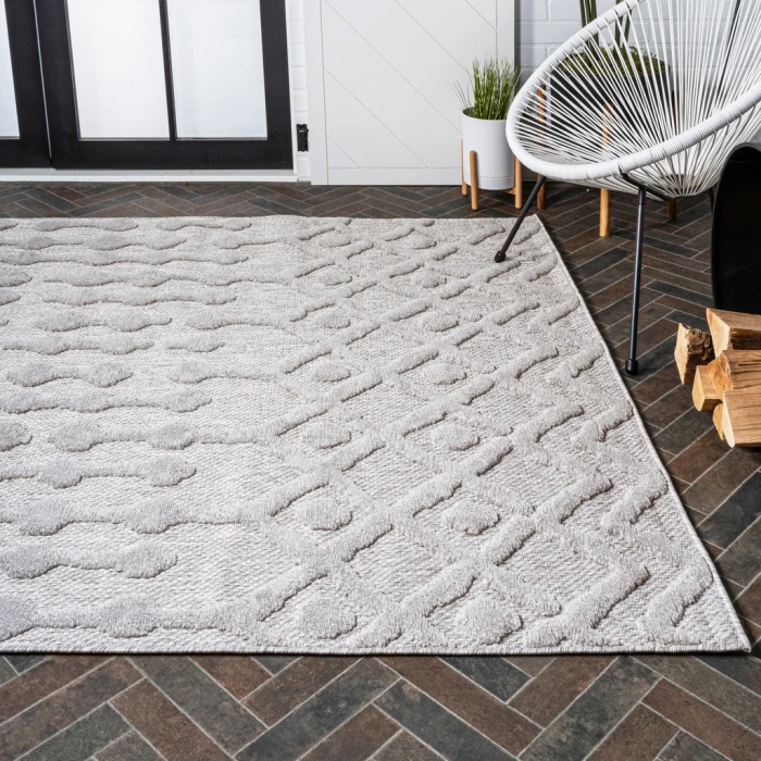 Peralta Moroccan Diamond Light Gray 8 ft. x 10 ft. Indoor/Outdoor Area Rug