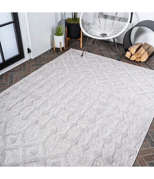 Peralta Moroccan Diamond Light Gray 3 ft. x 5 ft. Indoor/Outdoor Area Rug