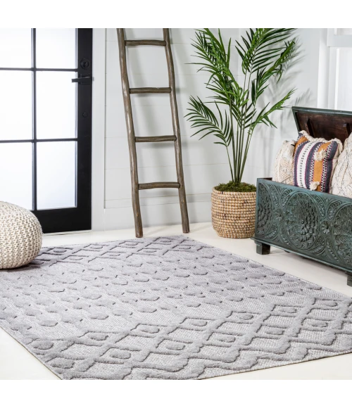 Peralta Moroccan Diamond Light Gray 3 ft. x 5 ft. Indoor/Outdoor Area Rug