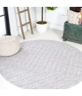 Peralta Moroccan Diamond Light Gray 5' Round Indoor/Outdoor Area Rug