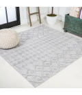 Peralta Moroccan Diamond Light Gray 5' Square Indoor/Outdoor Area Rug