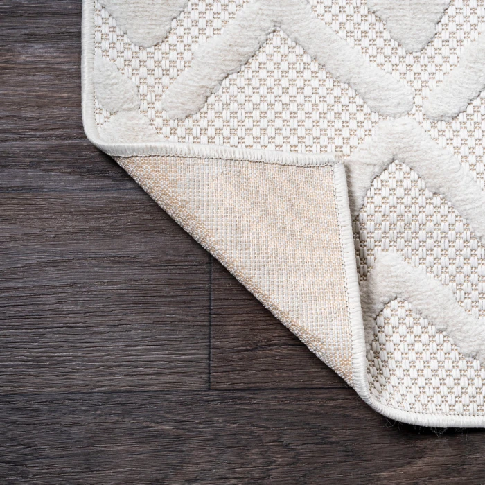 Peralta Moroccan Diamond Ivory 2 ft. x 8 ft. Indoor/Outdoor Runner Rug