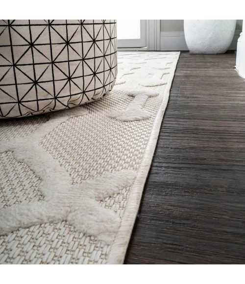 Peralta Moroccan Diamond Ivory 2 ft. x 8 ft. Indoor/Outdoor Runner Rug