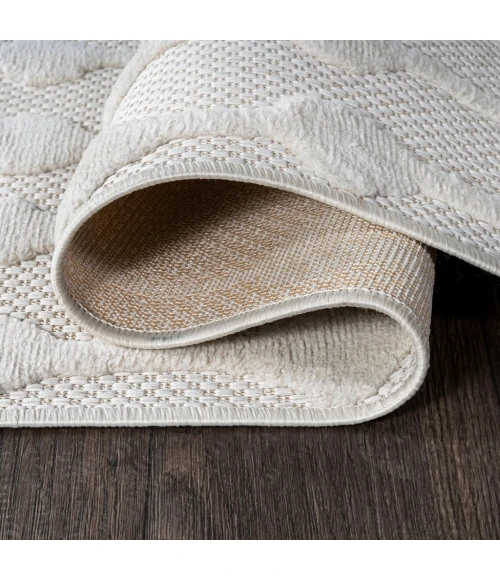 Peralta Moroccan Diamond Ivory 2 ft. x 8 ft. Indoor/Outdoor Runner Rug