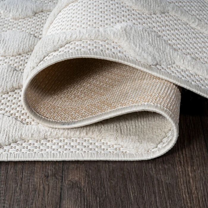 Peralta Moroccan Diamond Ivory 2 ft. x 8 ft. Indoor/Outdoor Runner Rug