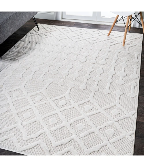 Peralta Moroccan Diamond Ivory 3 ft. x 5 ft. Indoor/Outdoor Area Rug