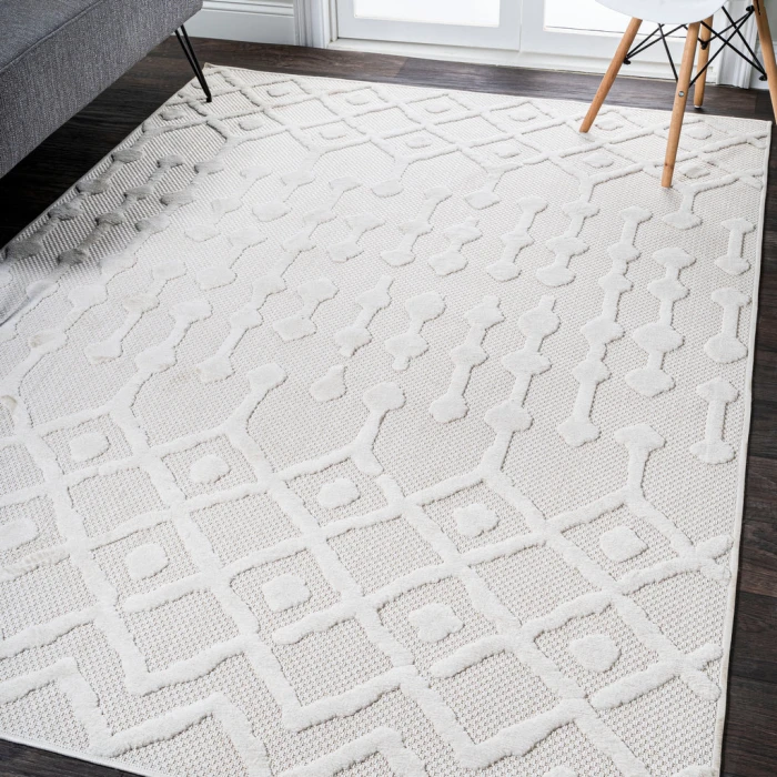 Peralta Moroccan Diamond Ivory 8 ft. x 10 ft. Indoor/Outdoor Area Rug
