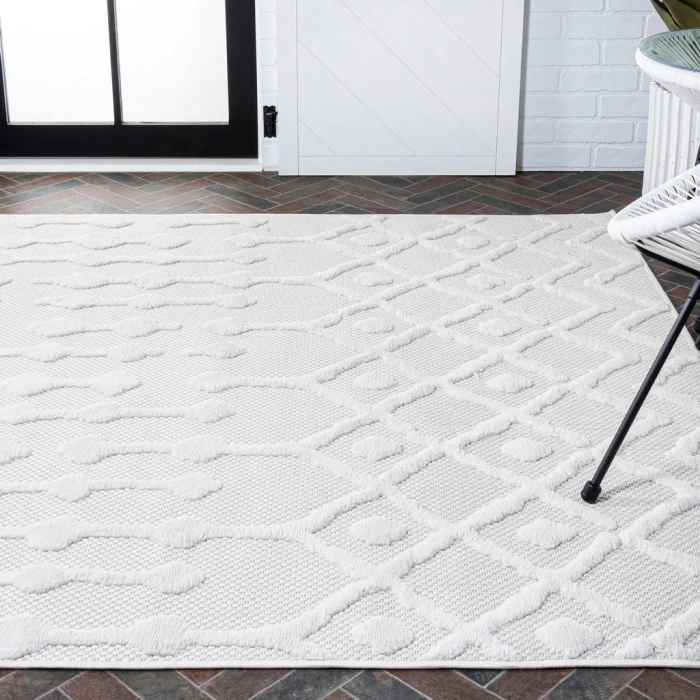 Peralta Moroccan Diamond Ivory 8 ft. x 10 ft. Indoor/Outdoor Area Rug