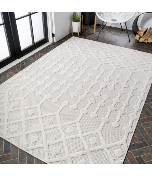 Peralta Moroccan Diamond Ivory 3 ft. x 5 ft. Indoor/Outdoor Area Rug
