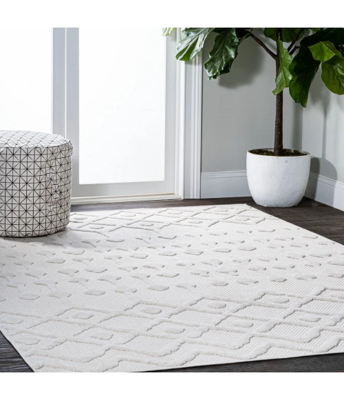 Peralta Moroccan Diamond Ivory 3 ft. x 5 ft. Indoor/Outdoor Area Rug