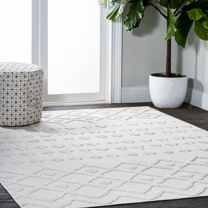 Peralta Moroccan Diamond Ivory 8 ft. x 10 ft. Indoor/Outdoor Area Rug