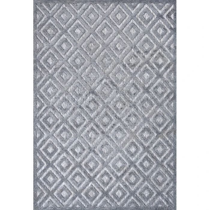 Portmany Neutral Diamond Trellis Dark Gray 4 ft. x 6 ft. Indoor/Outdoor Area Rug