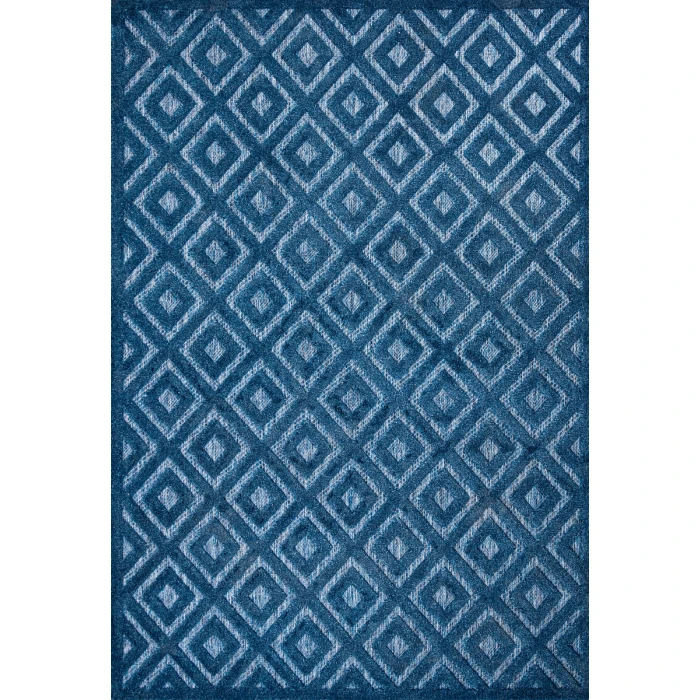 Portmany Neutral Diamond Trellis Navy 4 ft. x 6 ft. Indoor/Outdoor Area Rug