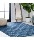 Portmany Neutral Diamond Trellis Navy 4 ft. x 6 ft. Indoor/Outdoor Area Rug