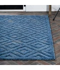 Portmany Neutral Diamond Trellis Navy 4 ft. x 6 ft. Indoor/Outdoor Area Rug
