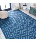 Portmany Neutral Diamond Trellis Navy 4 ft. x 6 ft. Indoor/Outdoor Area Rug