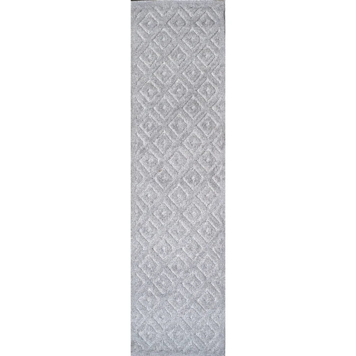 Portmany Neutral Diamond Trellis Light Gray 2 ft. x 8 ft. Indoor/Outdoor Runner Rug