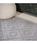 Portmany Neutral Diamond Trellis Light Gray 5' Round Indoor/Outdoor Area Rug