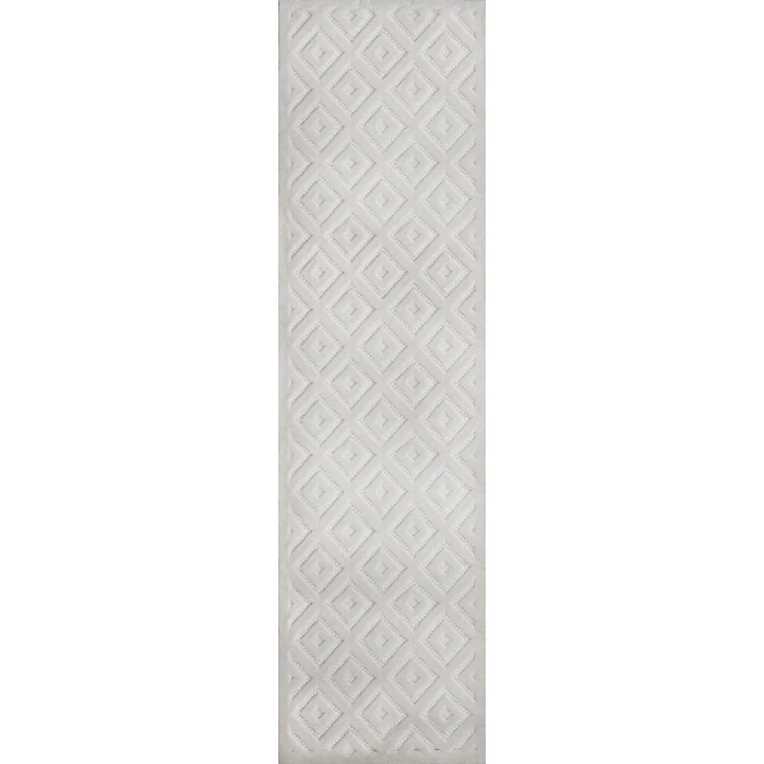 Portmany Neutral Diamond Trellis Ivory 2 ft. x 8 ft. Indoor/Outdoor Runner Rug