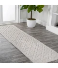 Portmany Neutral Diamond Trellis Ivory 2 ft. x 8 ft. Indoor/Outdoor Runner Rug