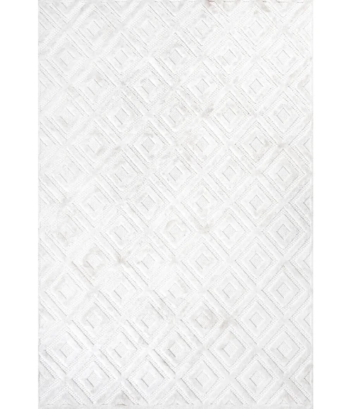 Portmany Neutral Diamond Trellis Ivory 5 ft. x 8 ft. Indoor/Outdoor Area Rug