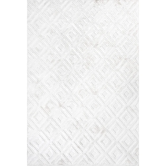 Portmany Neutral Diamond Trellis Ivory 8 ft. x 10 ft. Indoor/Outdoor Area Rug