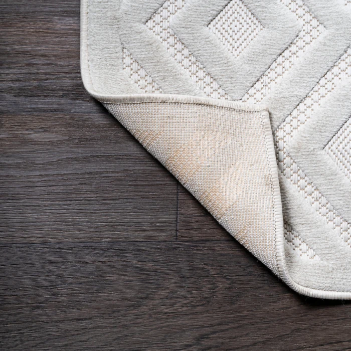 Portmany Neutral Diamond Trellis Ivory 2 ft. x 8 ft. Indoor/Outdoor Runner Rug