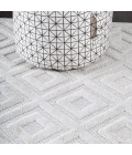 Portmany Neutral Diamond Trellis Ivory 2 ft. x 8 ft. Indoor/Outdoor Runner Rug