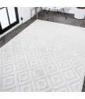 Portmany Neutral Diamond Trellis Ivory 5 ft. x 8 ft. Indoor/Outdoor Area Rug
