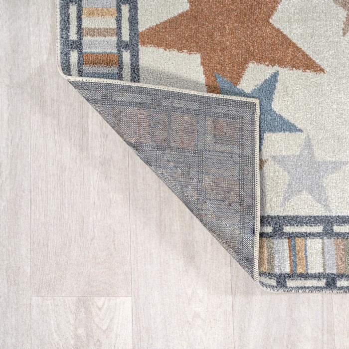 Star Gazer Geometric Machine-Washable Ivory/Blue/Orange 8 ft. x 10 ft. Area Rug