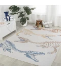 Kingdarr T-Rex Modern Kids Machine-Washable Cream/Multi 4 ft. x 6 ft. Area Rug