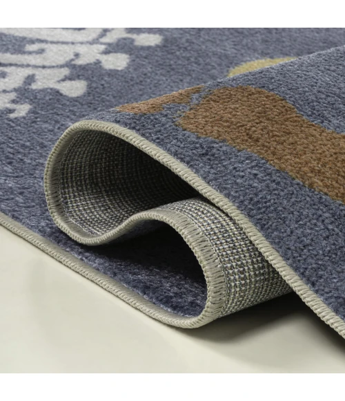 Jonathan Y KIDS WASHABLE Blue KDW103B-4 2ft.-11in. X 4ft.-11in. Rect. Rug