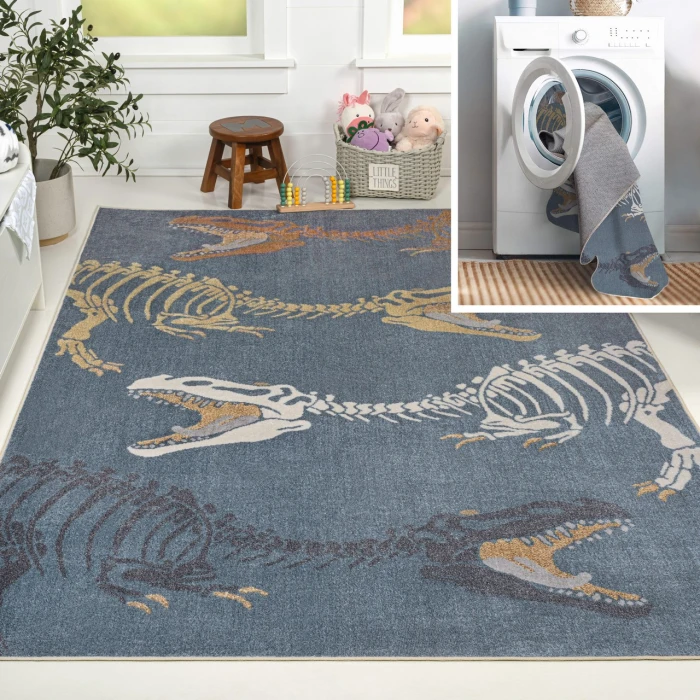 Jonathan Y KIDS WASHABLE Blue KDW103B-8 5ft.3in. X 7ft.7in. Rect. Rug
