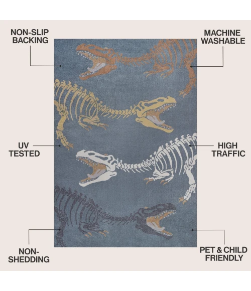 Jonathan Y KIDS WASHABLE Blue KDW103B-4 2ft.-11in. X 4ft.-11in. Rect. Rug