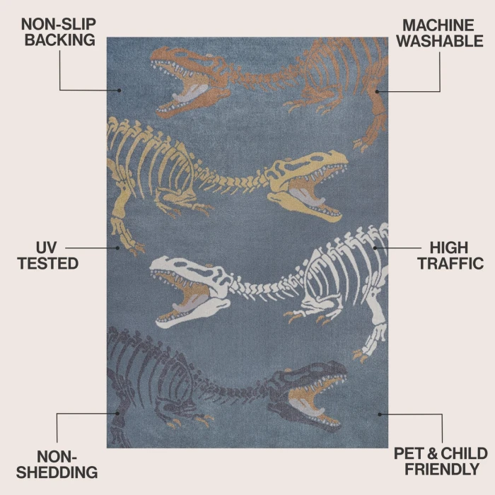 Jonathan Y KIDS WASHABLE Blue KDW103B-8 5ft.3in. X 7ft.7in. Rect. Rug