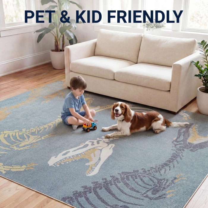 Jonathan Y KIDS WASHABLE Blue KDW103B-8 5ft.3in. X 7ft.7in. Rect. Rug