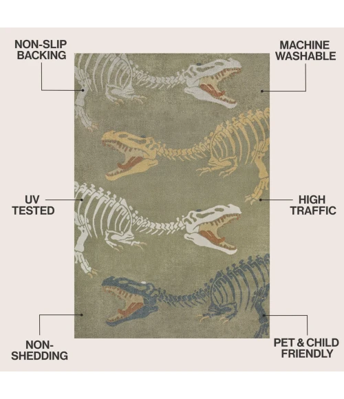 Jonathan Y KIDS WASHABLE Green KDW103C-5 4ft. X 6ft. Rect. Rug