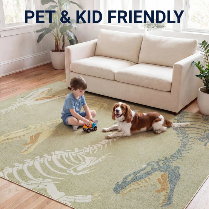Jonathan Y KIDS WASHABLE Green KDW103C-4 2ft.-11in. X 4ft.-11in. Rect. Rug
