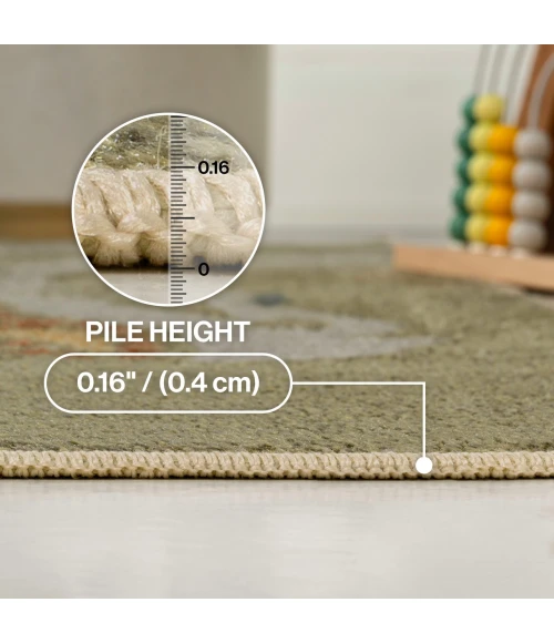 Jonathan Y KIDS WASHABLE Green KDW103C-5 4ft. X 6ft. Rect. Rug